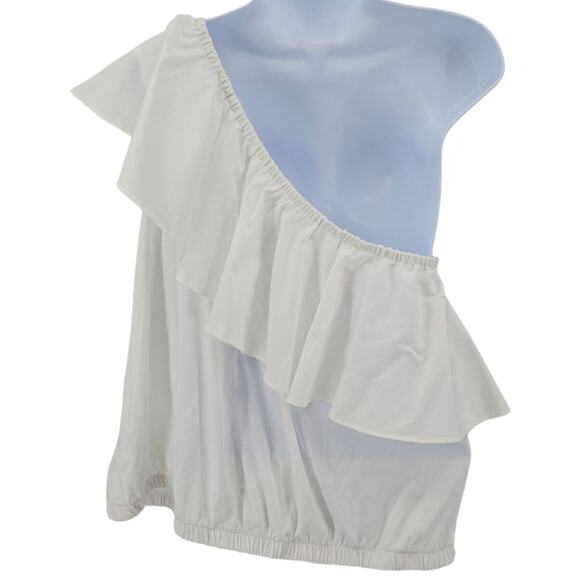 A New Day White One Shoulder Ruffle Blouse Top Womens Plus XXL Asymmetrical Neck - Picture 4 of 7